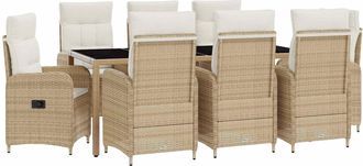 vidaXL Juego De Comedor Para Exteriores 9 Uds. Beige Y Blanco Crema Vidaxl