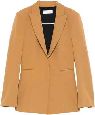 Patrizia Pepe Blazer met puntrevers - Dames - Jassen - Beige - Maat: S Leer