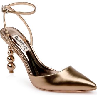 Badgley Mischka Indie II Ankle Strap Pointed Toe Pump in Bronze at Nordstrom Rack, Size 6.5