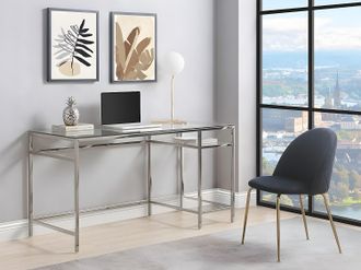 Pascal Morabito Scrivania con 2 scaffali Vetro temperato e Acciaio Argento - TIZIO di Pascal Morabito