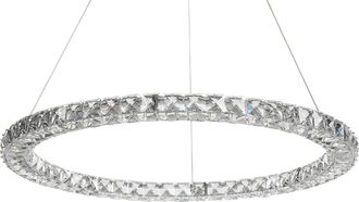 Beliani L&aacute;mpara De Techo Led De Cristal Metal Plateado Transparente Forma Redonda Magat