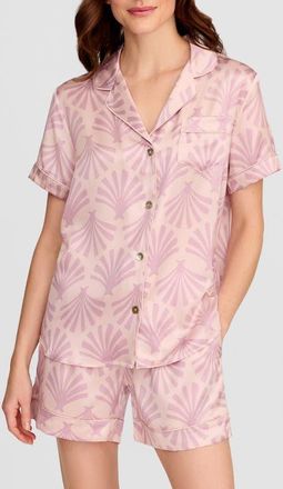 Petite Plume Silk Short Pajamas in Pink at Nordstrom, Size X-Large