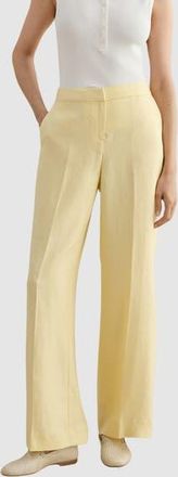 Hobbs London Adalee High-Waist Linen Trousers in Soft Yellow at Nordstrom, Size 14