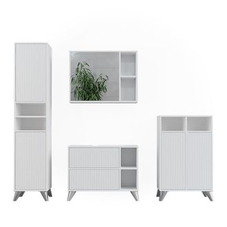 Vicco Conjunto De Muebles De Ba&ntilde;o Leano, Blanco, Set 4
