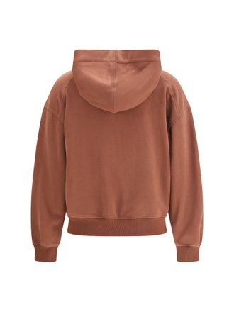 Brunello Cucinelli Womens Hooded Smooth Cotton Sweatshirt With Shiny Zipper Pull Brandy Brown Sweatshirts Sweater