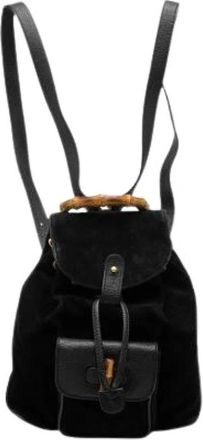 Gucci Pre-owned Bamboo Rugzak - Dames - Vintage Rugzakken - Zwart - ONE Size - Leer - Vintage