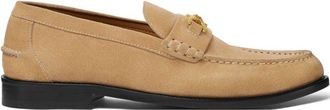 Versace Sand Brown Calf Suede Flat Shoes