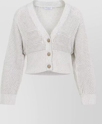 Brunello Cucinelli crochet cropped v-neck cardigan