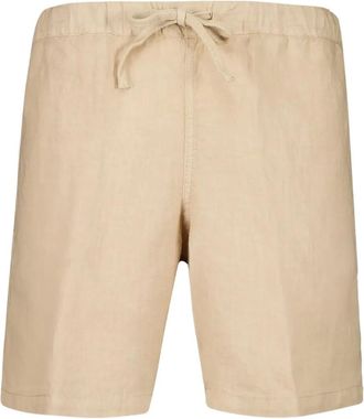 120% Lino Shorts in lino con vita elasticizzata - Toni neutri