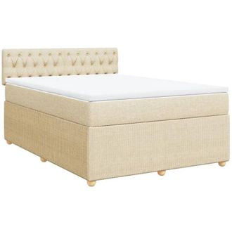 vidaXL Cama Box Spring Con Colch&oacute;n Tela Color Crema 140x200 Cm Vidaxl
