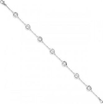 Allurez Diamond Station Bracelet Bezel-Set 14K White Gold (1.50ct)