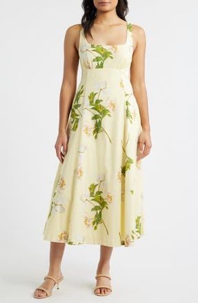 Julia Jordan Floral Square Neck Cotton Dress in Yellow Multi at Nordstrom Rack, Size 2
