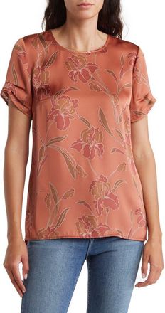 Daniel Rainn Pinched Sleeve Satin High/Low Top in N112 Brick at Nordstrom Rack, Size X-Small