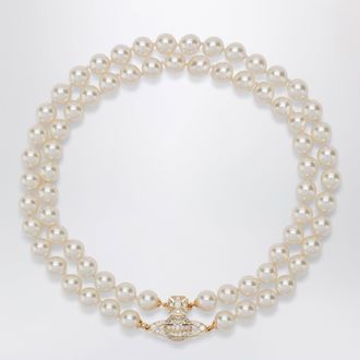 Vivienne Westwood Collana Orb oro a due giri con perle