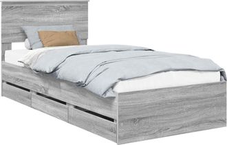 vidaXL Estructura De Cama Gris Sonoma 90 X 200 Cm Madera Ingenieril Vidaxl