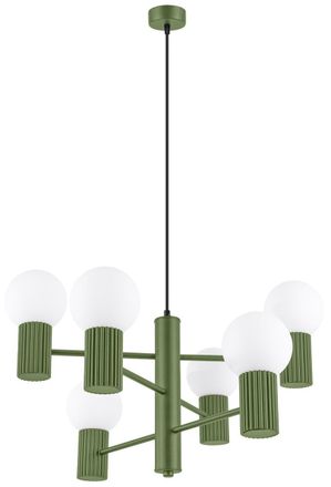 Sollux Lighting Design Pendellampe Halo 6-flammig, Olivgr&uuml;n