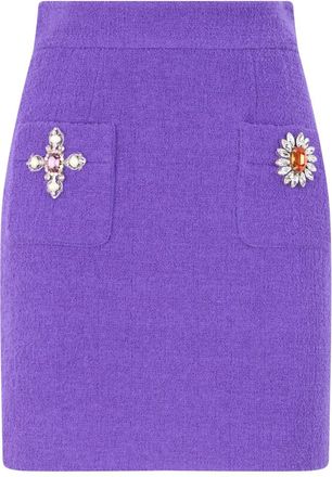 Moschino Kokert met decoratieve sieraden - Dames - Korte rokken - Paars - S - Wol - Rokken