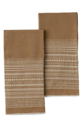 Coyuchi Oak Set of 2 Organic Cotton Hand Towels in Chestnut W/Undyed at Nordstrom