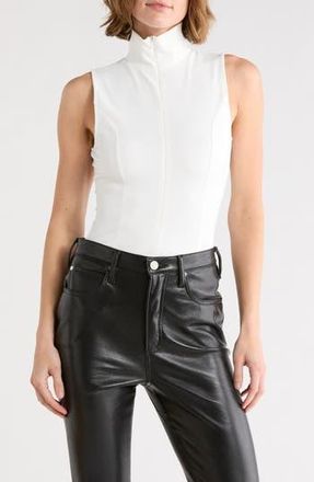Good American Stand Collar Sleeveless Scuba Bodysuit in White001 at Nordstrom Rack, Size X-Large