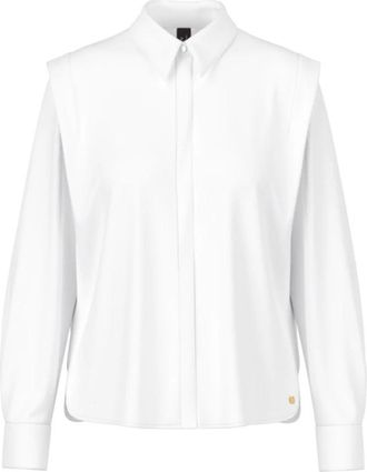 Marc Cain Lichtgewicht stretch katoenen blouse - Dames - Overhemden - Wit - 2XL - Katoen - Overhemden