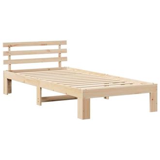Berkfield Home Natural Pine Wood Bed Frame Natural Solid Pine wood 90 x 200 cm in Beige