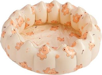 No Brand Piscina Infantil Hinchable Con Forma De Flor De &Oslash;90 Cm Con Un Bonito Estampado De Osito, Piscina De Pvc Suave De Color Crema Para Jugar En La Arena Y 