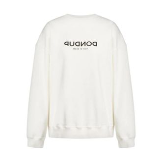 Dondup Sweatshirts, female, White, Size: XS Oversized Crew-neck Sweatshirt in Diagonal Fleece