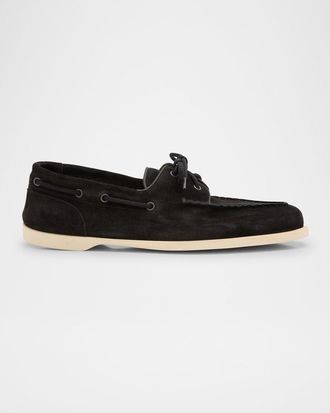 John Lobb Men & apos;s Foil Suede Boat Shoes