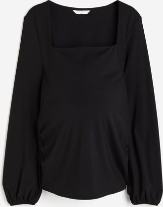 H&M MAMA Jerseyshirt mit eckigem Ausschnitt - Schwarz