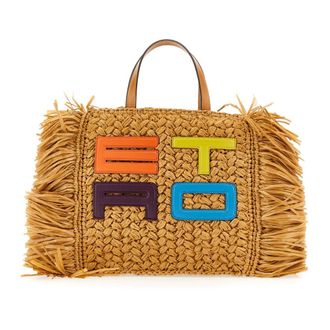 Etro Shopping Globetrotter Rafia C/Frange - female - Etro - Handbags - Brown - ONE SIZE - Bags
