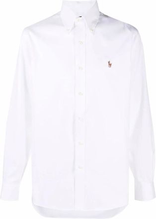 Ralph Lauren Klassiek Wit Katoenen Polo Pony Shirt - Heren - Zakelijke Overhemden - Wit - XL - Katoen - Overhemden
