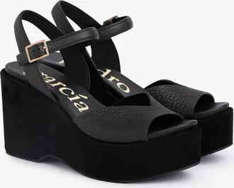 Pedro Garcia black cervo Wedge in black leather | Doina | Spring Summer 26 | PEDRO GARCIA