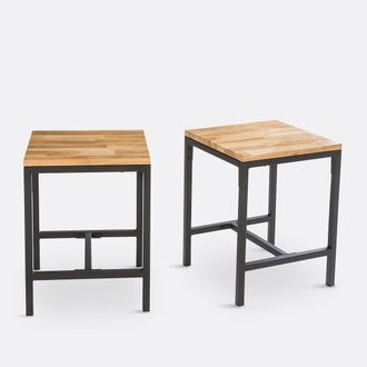 La Redoute Interieurs Set van 2 krukken, massief eiken en staal, Hiba