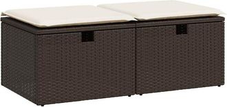 vidaXL Set Sof&aacute;s Jard&iacute;n Y Cojines 2 Pzas Rat&aacute;n Sint&eacute;tico Acacia Marr&oacute;n Vidaxl