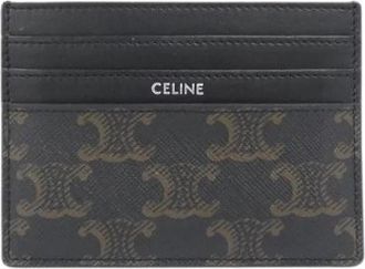 Celine Pre-owned Triomphe Canvas Calf Card Case - Dames - Vintage Accessoires - Zwart - ONE Size - Leer - Vintage