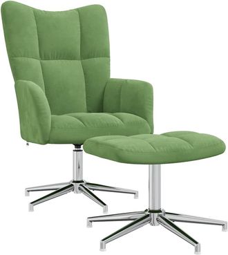 vidaXL Sill&oacute;n De Relax Con Taburete Terciopelo Verde Claro Vidaxl