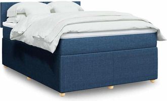 vidaXL Cama Box Spring Con Colch&oacute;n Tela Azul 140x190 Cm Vidaxl