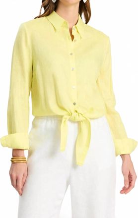 Tyler B&ouml;e Amara Linen Tie Front Shirt In Sunny Lime
