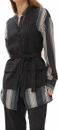 Maria Cher Lou Becca Pinstripe Vest In Black