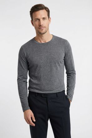 Olymp Rundhalspullover OLYMP OLYMP Strick Casual, Herren, Gr. XXL (52), grau (anthrazit), Obermaterial: 100% Baumwolle, schmal, Rundhals, Pullover Rundhalsp
