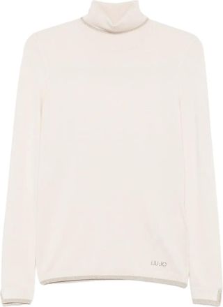Liu Jo turtleneck metallic-trimmed jumper - Neutrals