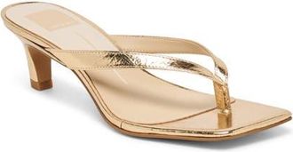 Dolce Vita Ramia Kitten Heel Flip Flop in Gold Distressed Leather at Nordstrom, Size 7.5