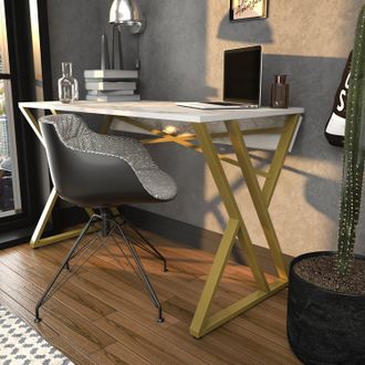 Decorotika Gyza Study & Writing Desk Metal Legs for Office, Study & Home in Metallic Gold