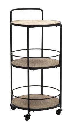 Mauro Ferretti Carrito redondo en metal multicolor con 2 estantes cm 40x41,5x82