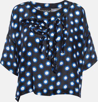Moschino Boutique Moschino Black Dot Print Cotton Oversized Cropped Top