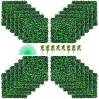 OEM K&uuml;nstliche Pflanzenwand 24 Stk. Sichtschutz Hecke K&uuml;nstlich Gr&uuml;n, K&uuml;nstliche Buchsbaumplatte Pe, Sichtschutz Kunstpflanzen 50 X 50 Cm Sichtschutzhecke