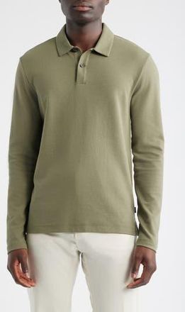 BOSS Pleins Long Sleeve Polo in Medium Green at Nordstrom Rack, Size Xx-Large