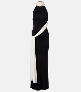 New Arrivals Leia scarf-detail halterneck gown