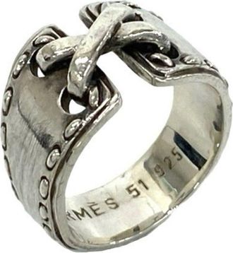 Herm&egrave;s Silver Silver 925 Band Ring (Pre-Owned)