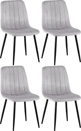 Clp Clp - Set De 4 Sillas De Sal&oacute;n Dijon En Tela O Terciopelo Gris Terciopelo